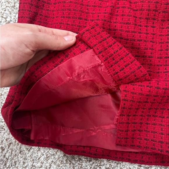 Vintage Rena Rowan Elegant Red Pencil Tweed Skirt Office Formal Retro - Picture 4 of 6